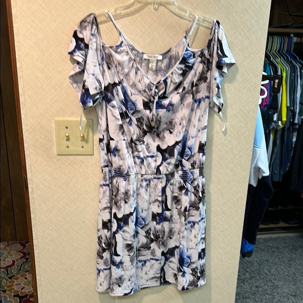 White House Black Market Blue and White Dress